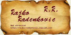 Rajko Radenković vizit kartica